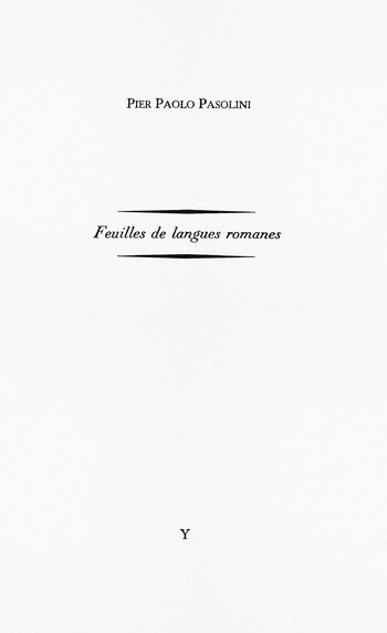 Feuilles de langues romanes — Pier Paolo Pasolini